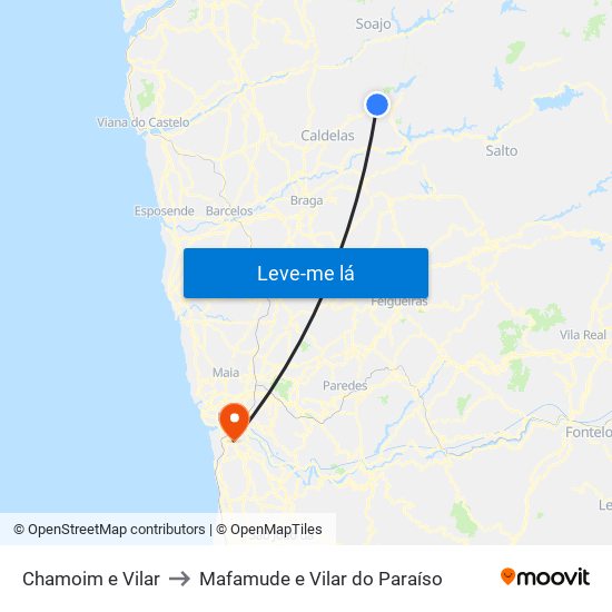 Chamoim e Vilar to Mafamude e Vilar do Paraíso map