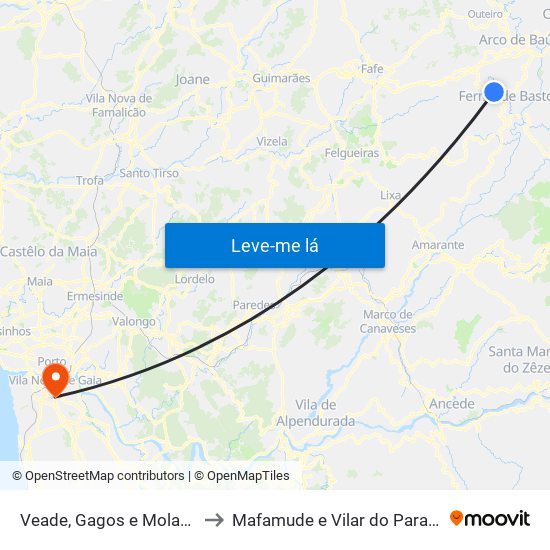 Veade, Gagos e Molares to Mafamude e Vilar do Paraíso map