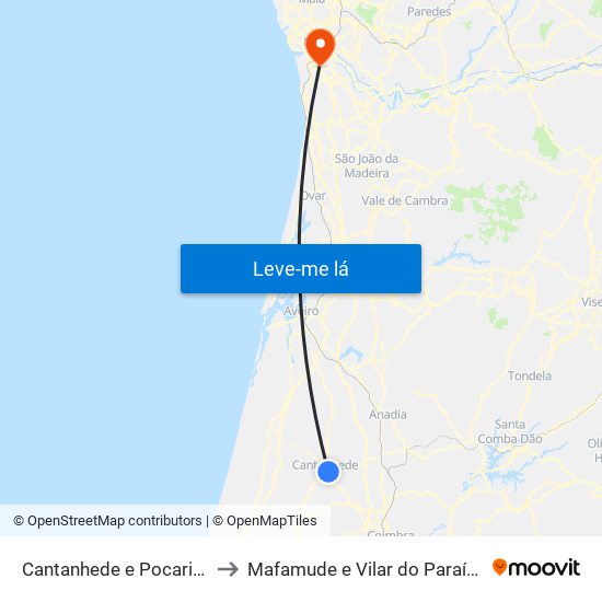 Cantanhede e Pocariça to Mafamude e Vilar do Paraíso map