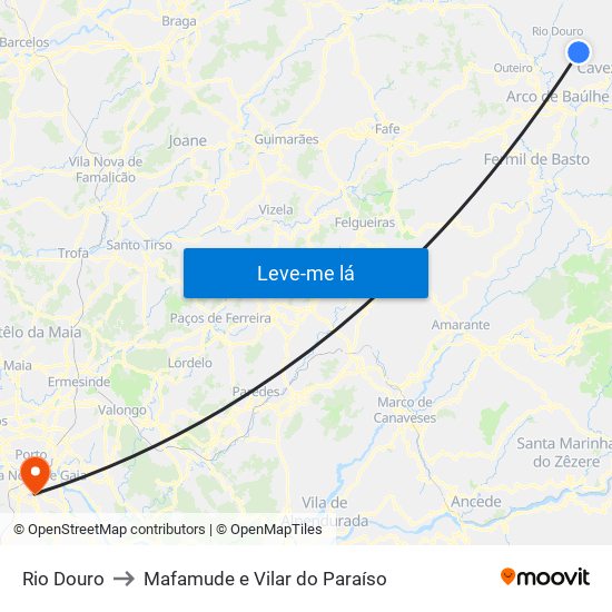 Rio Douro to Mafamude e Vilar do Paraíso map