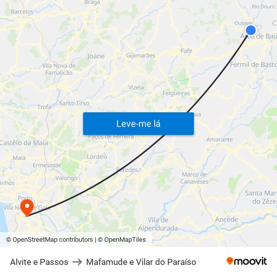 Alvite e Passos to Mafamude e Vilar do Paraíso map