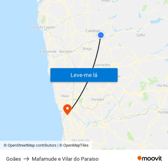 Goães to Mafamude e Vilar do Paraíso map