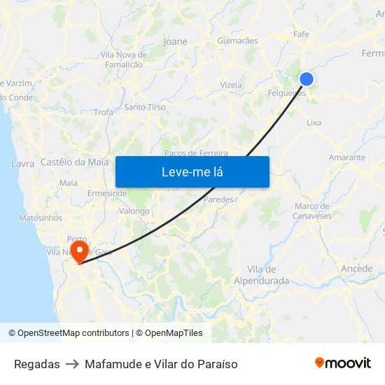 Regadas to Mafamude e Vilar do Paraíso map