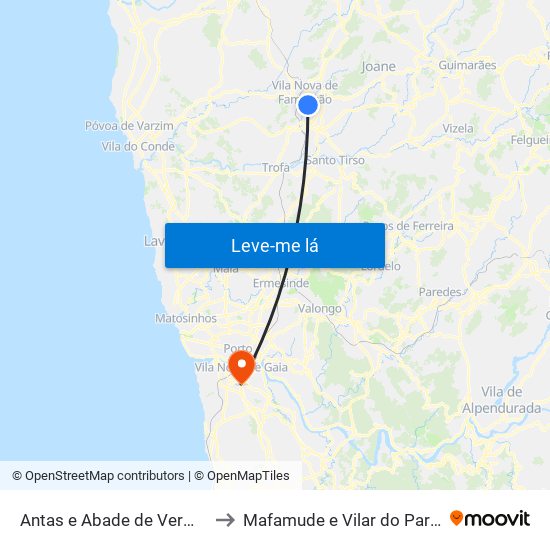 Antas e Abade de Vermoim to Mafamude e Vilar do Paraíso map