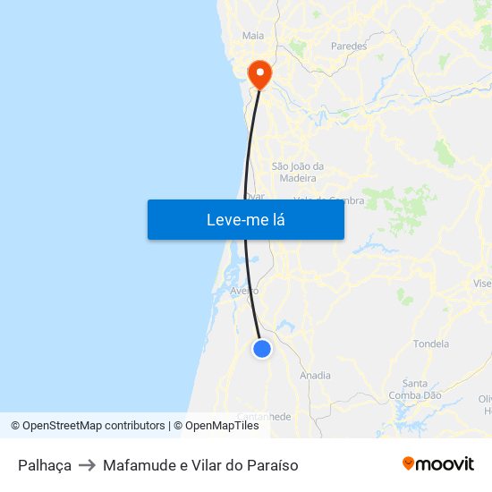 Palhaça to Mafamude e Vilar do Paraíso map