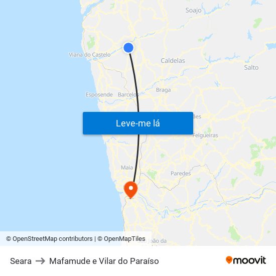 Seara to Mafamude e Vilar do Paraíso map