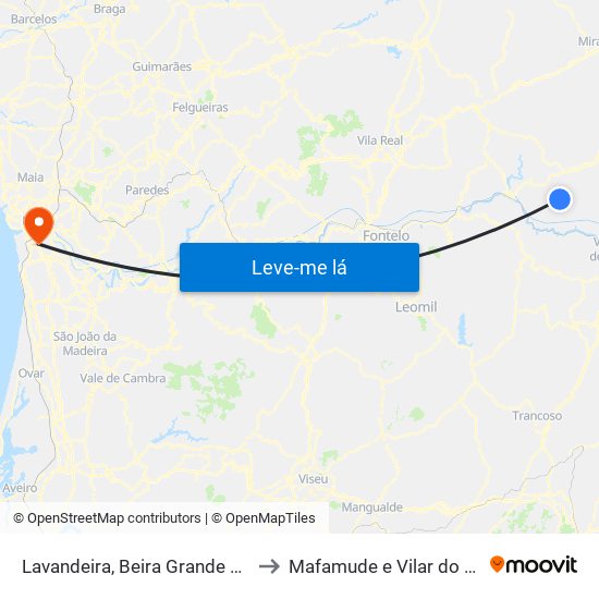 Lavandeira, Beira Grande e Selores to Mafamude e Vilar do Paraíso map