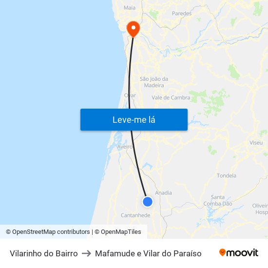 Vilarinho do Bairro to Mafamude e Vilar do Paraíso map