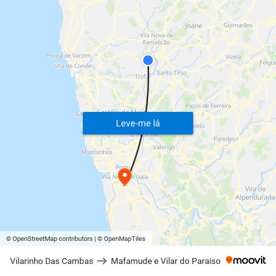 Vilarinho Das Cambas to Mafamude e Vilar do Paraíso map