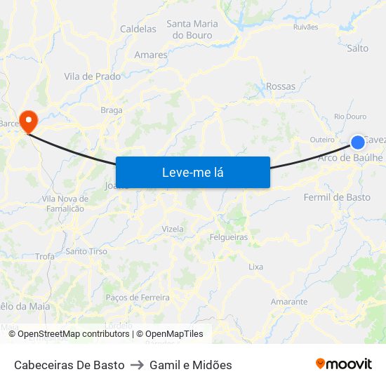 Cabeceiras De Basto to Gamil e Midões map