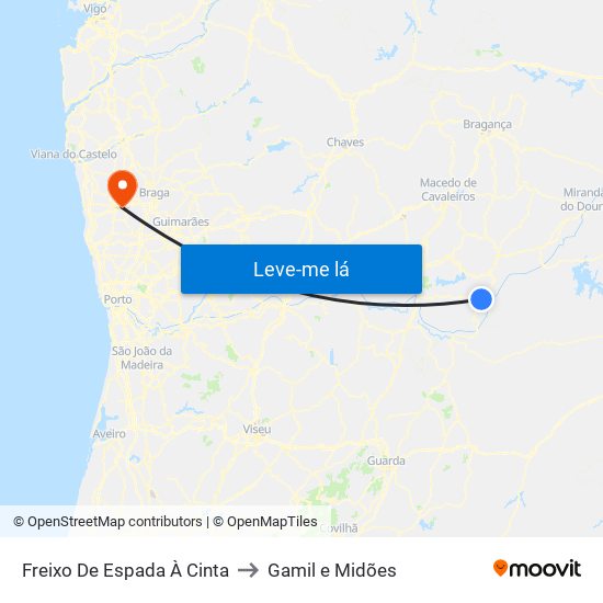 Freixo De Espada À Cinta to Gamil e Midões map