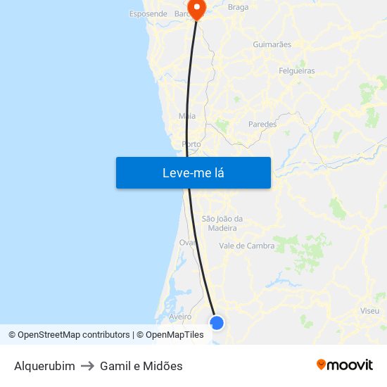 Alquerubim to Gamil e Midões map