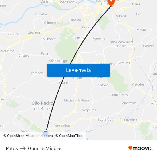 Rates to Gamil e Midões map