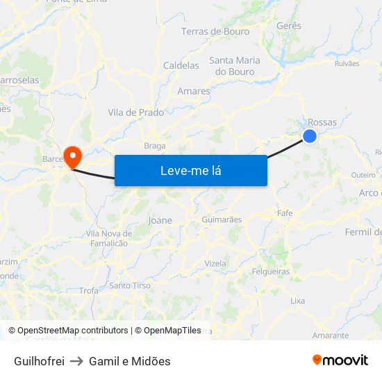 Guilhofrei to Gamil e Midões map