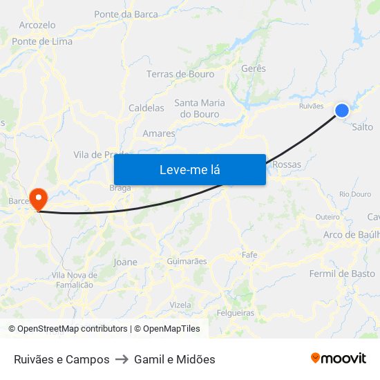 Ruivães e Campos to Gamil e Midões map