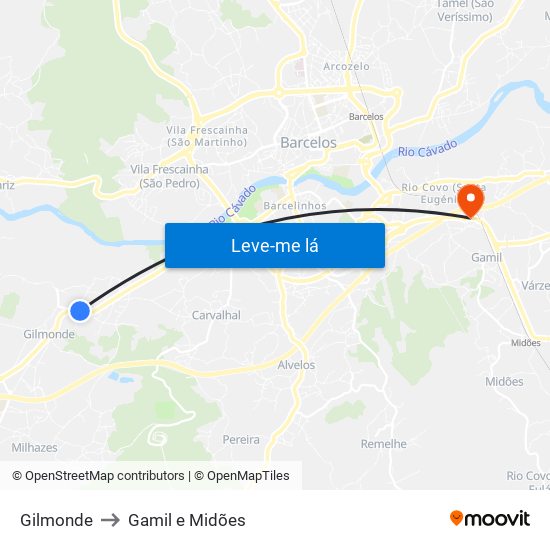 Gilmonde to Gamil e Midões map