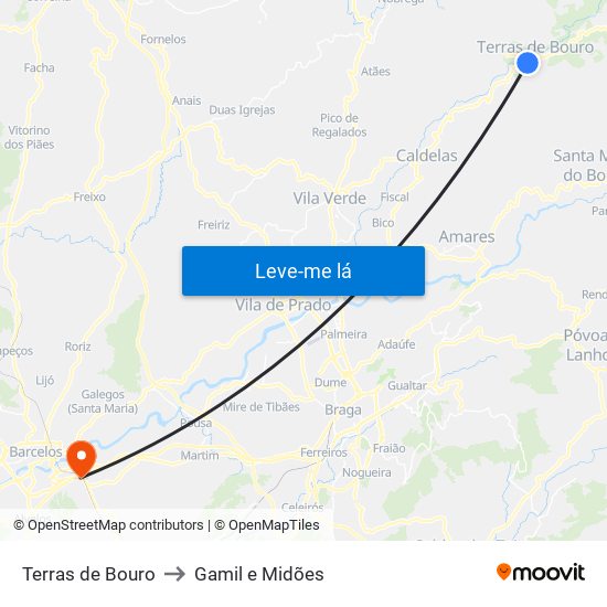 Terras de Bouro to Gamil e Midões map