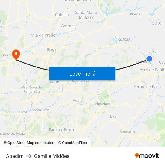 Abadim to Gamil e Midões map