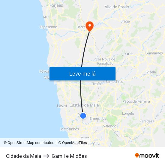 Cidade da Maia to Gamil e Midões map