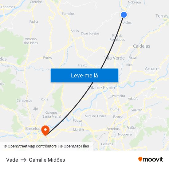 Vade to Gamil e Midões map