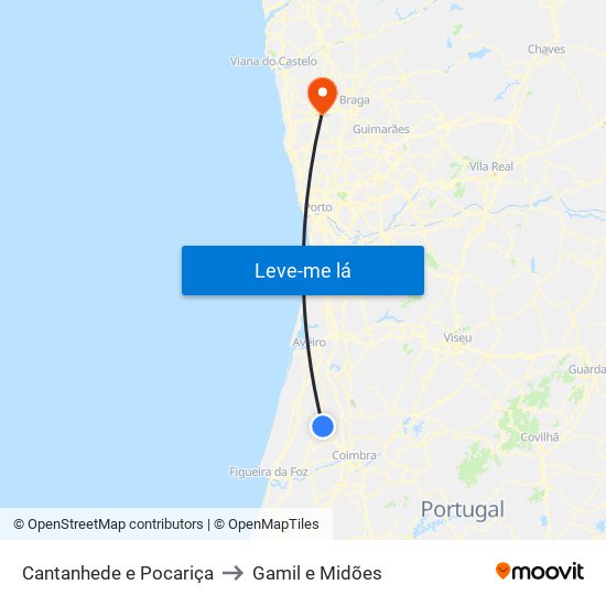 Cantanhede e Pocariça to Gamil e Midões map