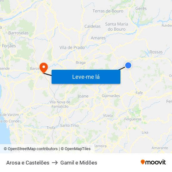 Arosa e Castelões to Gamil e Midões map