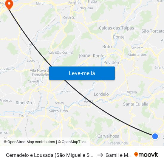 Cernadelo e Lousada (São Miguel e Santa Margarida) to Gamil e Midões map