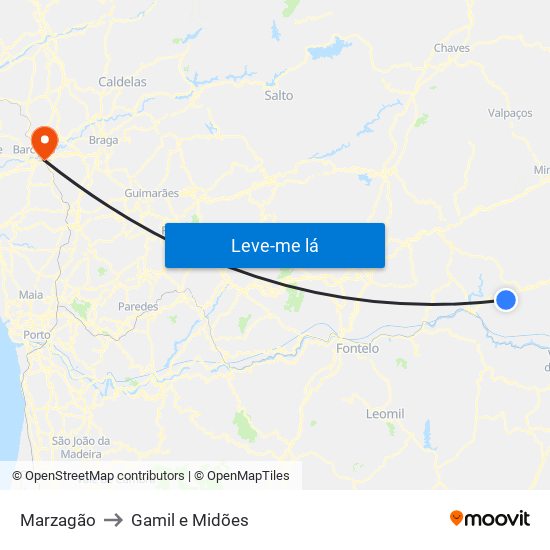 Marzagão to Gamil e Midões map