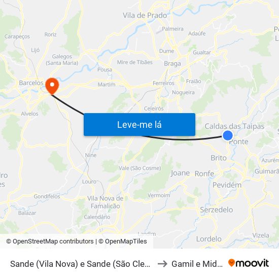 Sande (Vila Nova) e Sande (São Clemente) to Gamil e Midões map
