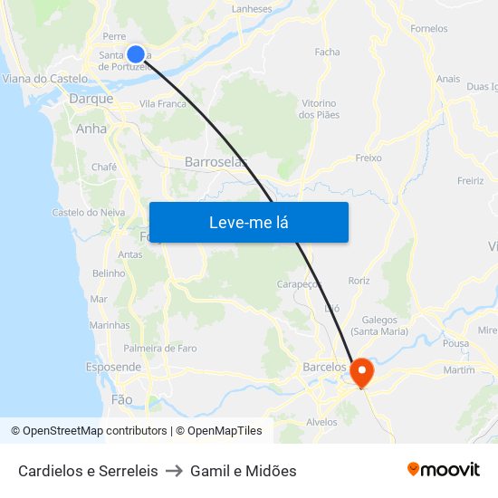 Cardielos e Serreleis to Gamil e Midões map