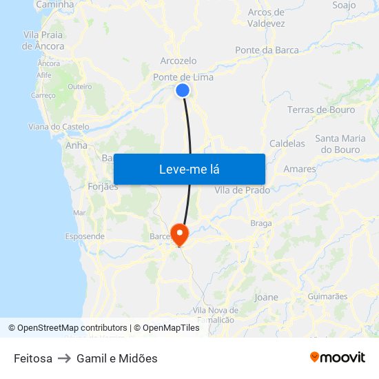 Feitosa to Gamil e Midões map