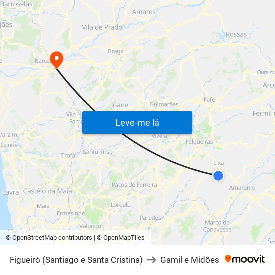 Figueiró (Santiago e Santa Cristina) to Gamil e Midões map