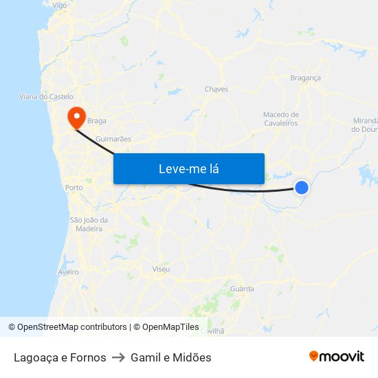 Lagoaça e Fornos to Gamil e Midões map