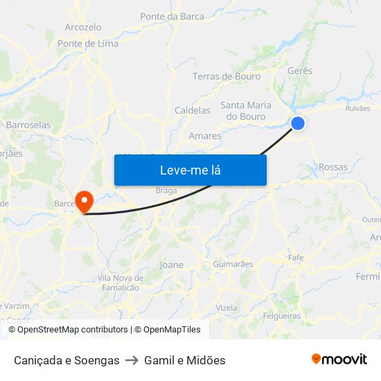 Caniçada e Soengas to Gamil e Midões map