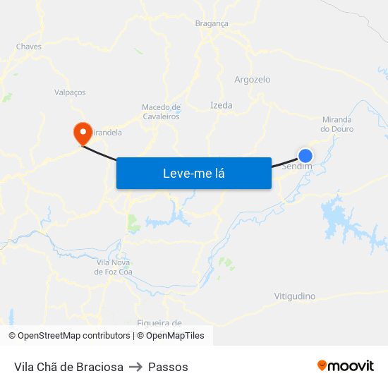 Vila Chã de Braciosa to Passos map