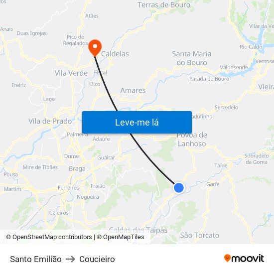 Santo Emilião to Coucieiro map