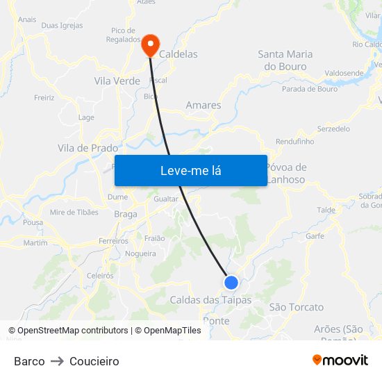 Barco to Coucieiro map