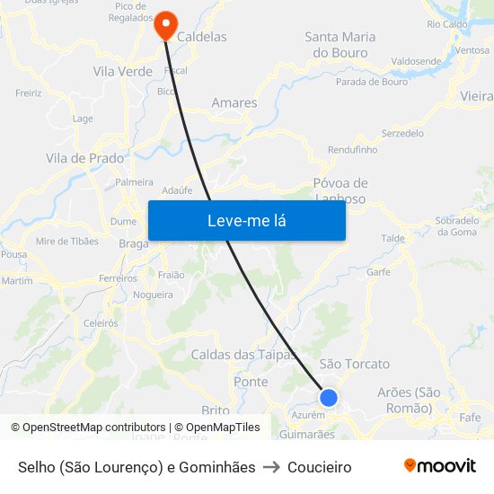 Selho (São Lourenço) e Gominhães to Coucieiro map