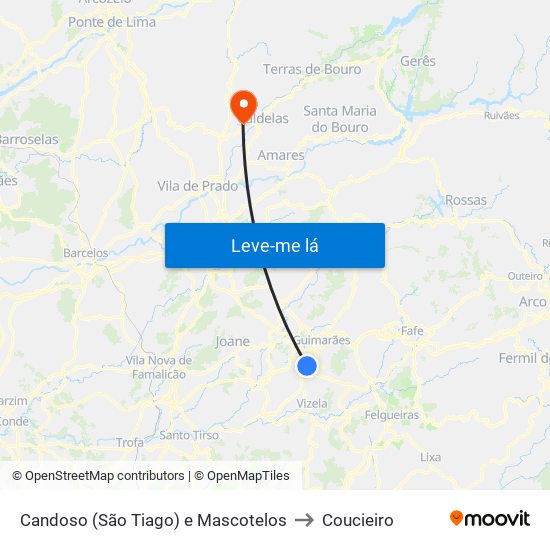 Candoso (São Tiago) e Mascotelos to Coucieiro map