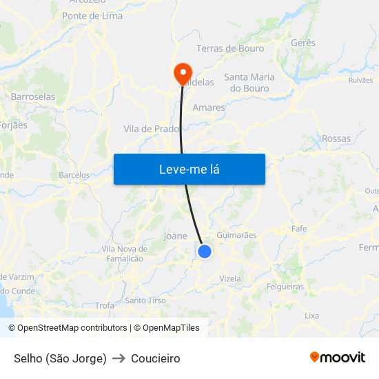 Selho (São Jorge) to Coucieiro map