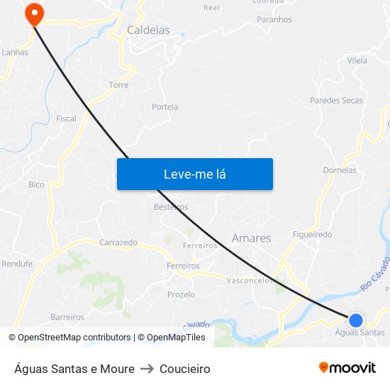 Águas Santas e Moure to Coucieiro map