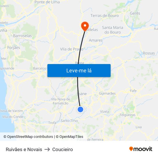 Ruivães e Novais to Coucieiro map