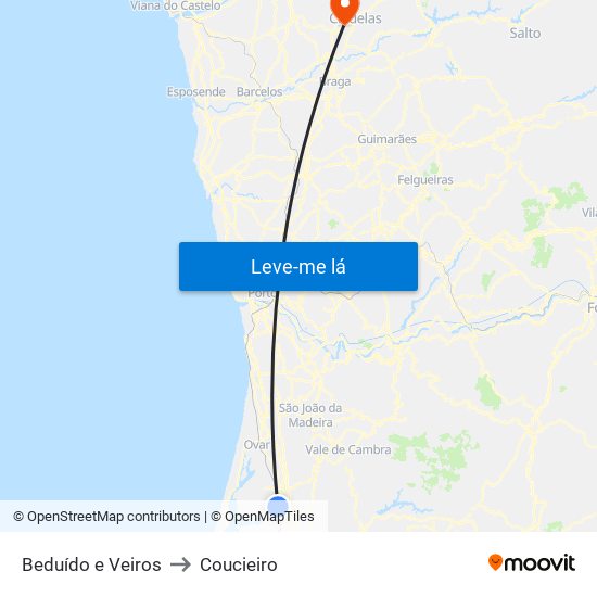 Beduído e Veiros to Coucieiro map