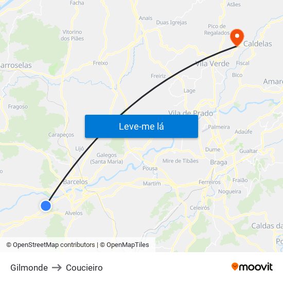 Gilmonde to Coucieiro map