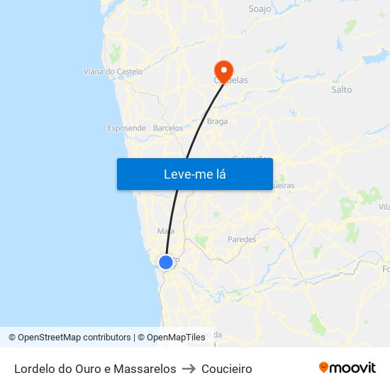 Lordelo do Ouro e Massarelos to Coucieiro map