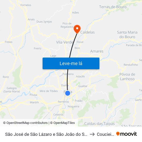 São José de São Lázaro e São João do Souto to Coucieiro map