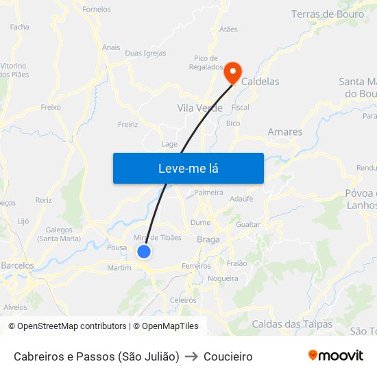 Cabreiros e Passos (São Julião) to Coucieiro map