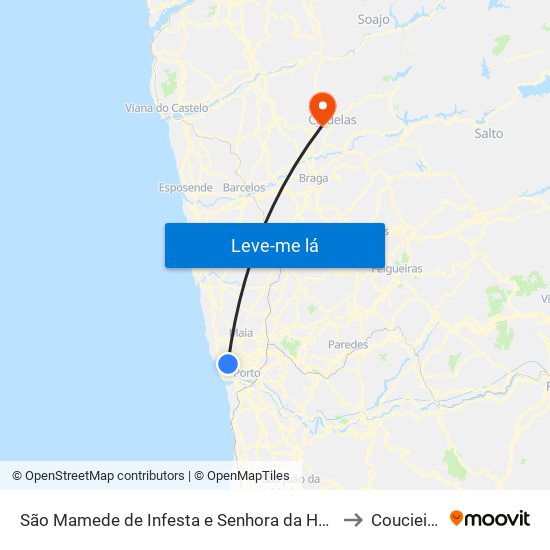 São Mamede de Infesta e Senhora da Hora to Coucieiro map