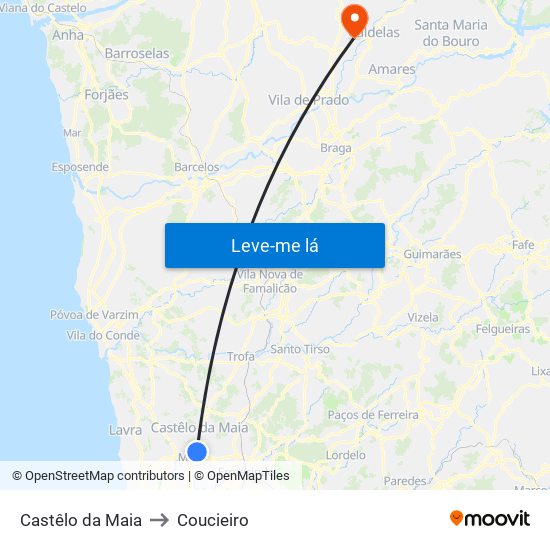 Castêlo da Maia to Coucieiro map