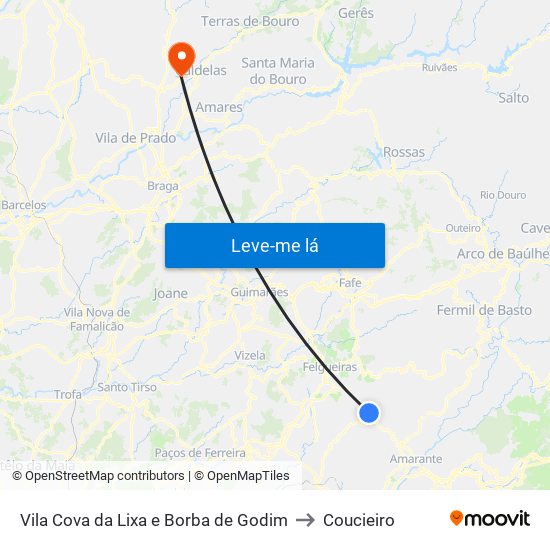 Vila Cova da Lixa e Borba de Godim to Coucieiro map